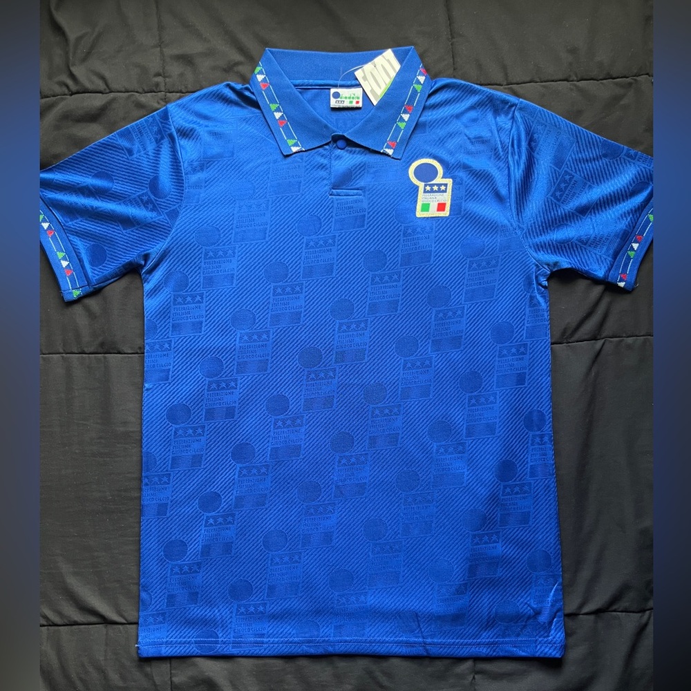 Italy Retro 1994 Soccer Jersey Home Blue Home S-L